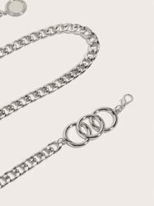 1pc Women Retro Minimalist Elegant Sexy Waist Chain, Three Circle Connected Decorative Chain Waistband, Suitable For Dresses, S, Casual Wear, Parties, Holiday, Weddings, Music Festivals, Birthday, Valentine's Day Gift For Friends, Family, Girlfriend Summer, School Fall, Autumn, Halloween - Silver - View 5