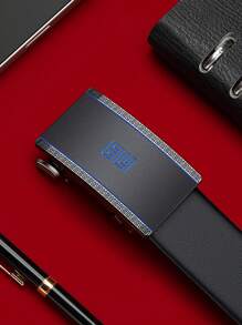 男士几何图案休闲复古派对街头时尚办公室 PU 皮革自动扣皮带，适合所有季节 - 彩色 - 查看 5