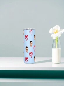 1 pieza Botella de agua personalizada de 600ml/20oz, taza personalizada con foto, taza de café de carro, taza recta portátil. Taza personalizada resistente al calor. Regalo para familia, amigos, parejas. San Valentín, Año Nuevo, Vacaciones, Regalos de Boda.