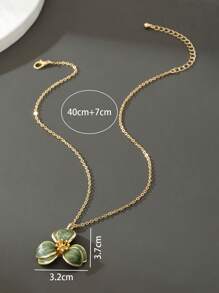1pc Romantic Dreamy Green Flower Pendant Necklace, Spring/Summer Beach Holiday Style For Women
