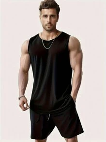 Plus Size Men's Mesh Sports Tank Top, Suitable For Running, Gym Workout, Outdoor Casual Wear
