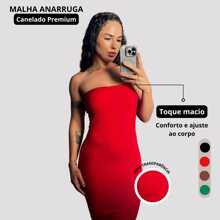 Kit 2 Vestido Midi Feminino Confortável Moda Casual Tubinho Elegante