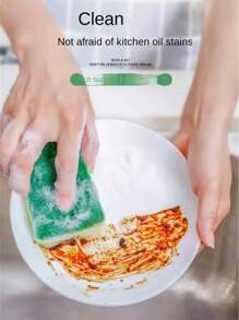Wood Pulp Cotton Sponge Scrubber, Durable Degreasing Dishwashing Sponge Brush, Cleaning Scrub - Sponge Wipe - View 1