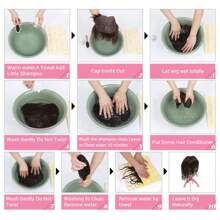 Tóc giả ren tổng hợp thẳng Kinky không cần keo HD ren nổi bật màu nâu vàng ombre dài thẳng tự nhiên yaki đường chân tóc 13x4 sợi chịu nhiệt miễn phí nhổ sẵn với tóc con 26 inch mật độ 180% cho phụ nữ mặc hàng ngày dự tiệc - Màu dương cầm - Xem 12