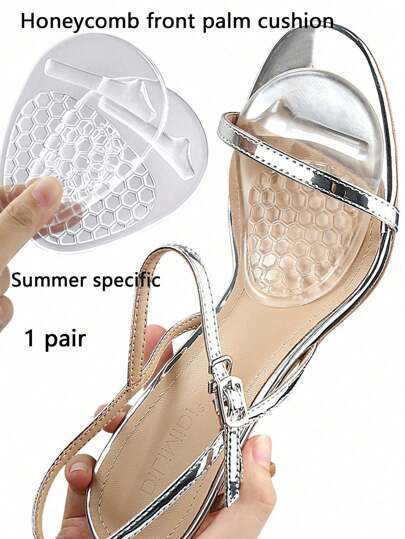 QKC 1 Pair Silicone Anti-Slip Heel Pads & Toe Cushion Inserts To Prevent Slide In Open-Toe Shoes