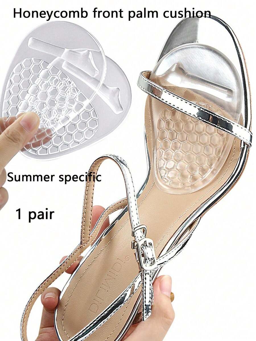 QKC 1 Pair Silicone Anti-Slip Heel Pads & Toe Cushion Inserts To Prevent Slide In Open-Toe Shoes, Accessories For Black Heels, Sandals, Women Pumps - Transparent - View 1
