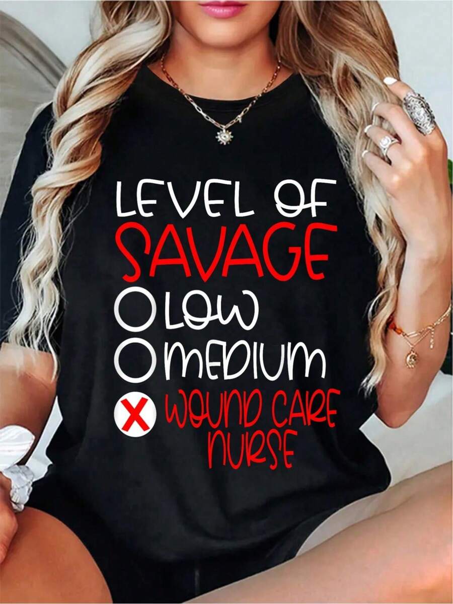 Wound Care Nurse Funny T-Shirt Short Sleeve T-Shirt Women's Men's Graphic Tee Causal Tops - 100% Cotton Women's Casual Short Sleeve Crew Neck T-Shirt For Spring & Summer - Comfortable, Relaxed Fit, Printed Graphic Tee For  Sport Lovers