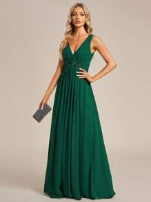 EVERPRETTY Ever Pretty Elegant A-Line Maxi Chiffon Wedding Bridesmaid Dress - Dark Green - View 1