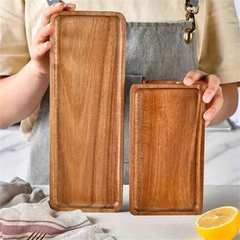 1pc Wooden Food Tray, Steak Plate, Fruit Plate, Coffee Tray, Dessert Tray, Cake Tray, Bread Tray, Multi-Purpose Wooden Tray, Asymmetrical Tray, Large-Size Tray, Wooden Plate, Wooden Dish, Dried Fruit Plate
