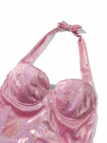 Mermaid Costume For Women Purple Blue Sequin Maxi Dress Womens Sea-Maid Tail Dress Halloween Costumes - Pink - View 5