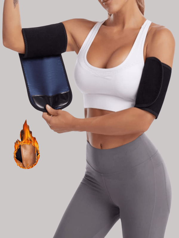 1 par de bandas moldeadoras para brazos de mujer para sauna y transpiración, protector de brazos para deportes y fitness