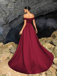 Faeriesty Vestido de sirena sin hombros, vestido formal atemporal para bodas, galas, alfombra roja, fiestas, invitado de boda, vestido de noche