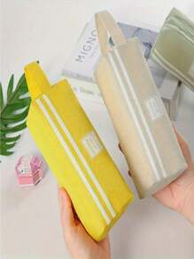 1 个铅笔袋，多功能收纳袋，双层布袋，简约大容量双拉链手提包，便携式拉链文具袋