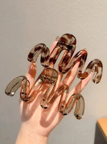 2 件，亚克力材质，透明灰色豹纹波浪夹，女士发夹，盘发夹，发爪，时尚简约发饰，派对、晚宴、娱乐、日常约会发饰，情人节礼物发夹发夹发夹发夹发夹，爪夹秋冬度假装女士 - 彩色 - 查看 6