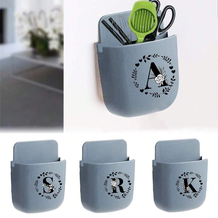 1 soporte para teléfono móvil sin perforaciones, soporte de pared, caja de almacenamiento para control remoto