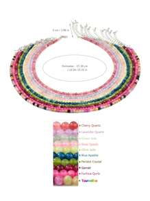 Collar de cuentas de piedras naturales elegante, collar hecho a mano con cuentas de cuarzo rosa y cuarzo de fresa, joyería de energía curativa y equilibrante de colores para mujeres