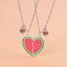 2Pcs/Set Sweet Summer Watermelon Pendant Best Friend Necklace For Girls Fashion Friendship Gifts