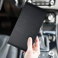 1pc Compact Black Faux Leather Car Document Holder, Designed For Storing ID Cards, Credit Cards, And Documents, Durable And Scratch-Resistant, Essential Car Interior Organizer - Car Driver's License Storage Bag - View 2