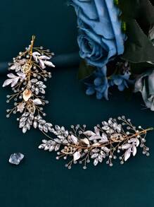 1 pièce Bandeau de mariée en alliage incrusté de strass, accessoire pour cheveux de mariage de luxe