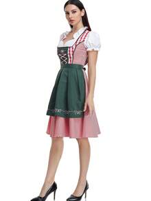 Bavarian Oktoberfest Dirndl Dress, Traditional German Beer Maid Costume, Cosplay Outfit, European Maid Uniform For Festival, Women, Halloween - Multicolor - View 2