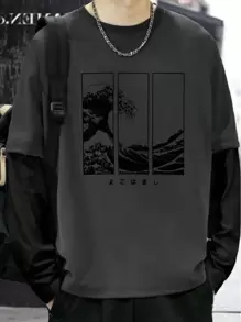 Long Sleeve T-Shirt Lead Streetwear Model: "Wave In Three Parts" - Tumblr Style Special Launch