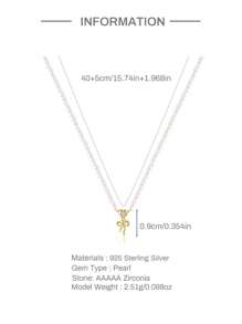 1PC 925 Sterling Silver Love Bow Pearl Pendants Necklace Fine Jewelry Gift For Women Mother's Day Daily Wear Wedding Party Engagement Valentine's Day