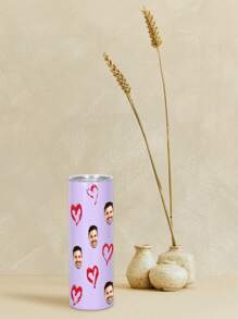 1 pieza Botella de agua personalizada de 600ml/20oz, taza personalizada con foto, taza de café de carro, taza recta portátil. Taza personalizada resistente al calor. Regalo para familia, amigos, parejas. San Valentín, Año Nuevo, Vacaciones, Regalos de Boda.