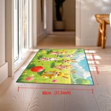 Lightweight Crystal Velvet Carpets/Mats In Cute Designs: Floral Basket With Bunny, Amusement Park Girl, 6 Bunnies On Grass. Available In Various Size Versions, With High-End Texture Exuding Warmth And Vitality. Can Be Customized By Cutting.