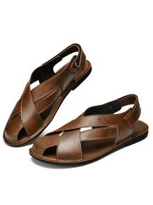 CLOHOO Handmade Men's Comfortable Soft Sole & Upper Casual Sandals, Versatile - Brown - View 4