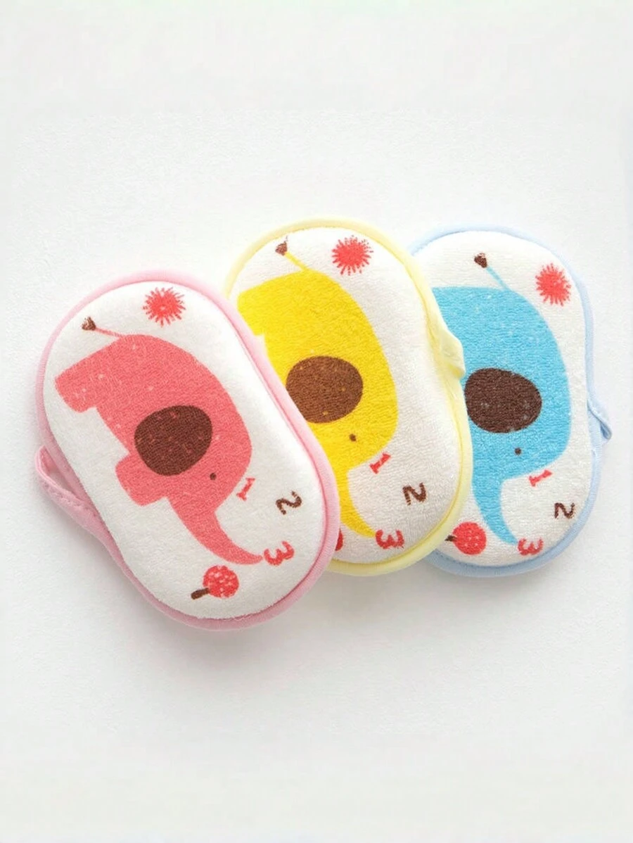 1pc  Baby Bath Sponge, Children's Bath Rub Sponge, Cartoon Bath Sponge For Newborns - Blue - View 1