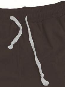 Men's Casual Simple Fashion Shorts, For Daily Wear - Brown - View 3