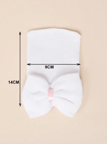 1 Set 0-3M Newborn Infant Bow Decor Hospital Hat + Anti-Scratch Mittens, Soft, Comfortable, Suitable For Baby Casual Knitted Hat - 1Set - View 5