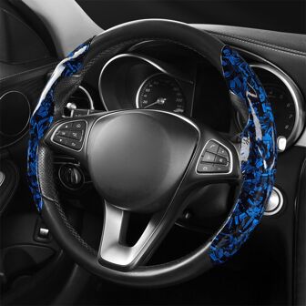 2pcs PU Leather Car Steering Wheel Cover Protector Thin Style, Suitable For D-Shaped Steering Wheel Diameter 37cm-38cm, For Men And Women, All Seasons