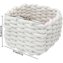 1pc Small Woven Basket Decorative Square Storage Basket Suitable For Pantry Shelf Living Room Rope Storage Bag