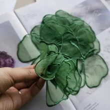 10pcs Green Embroidered Mesh Flower Patches, For Wedding Dress Decor - Green - View 5