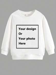 Custom Design 1pc Plain Round Neck Sweatshirt For Toddler Boys/Girls, White Color - White - View 1