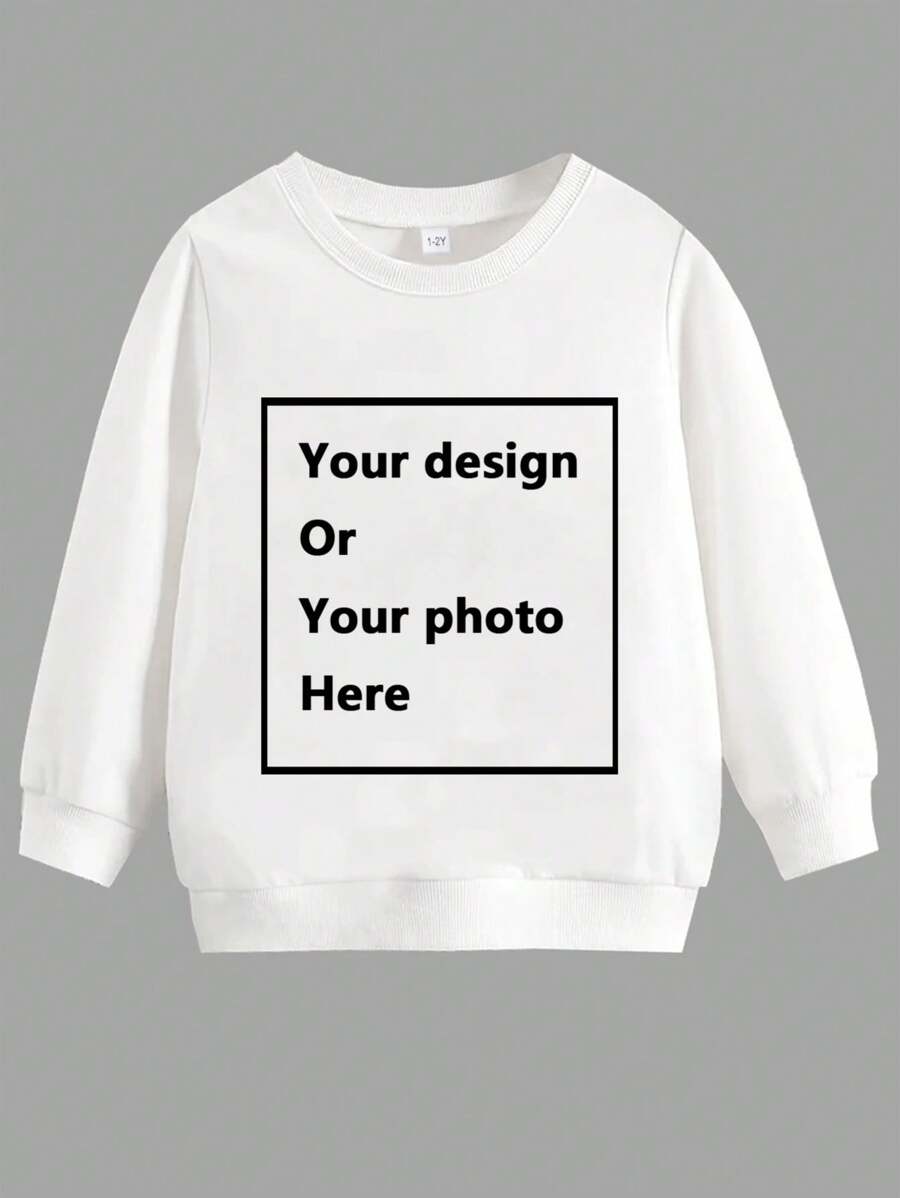 Custom Design 1pc Plain Round Neck Sweatshirt For Toddler Boys/Girls, White Color - White - View 1