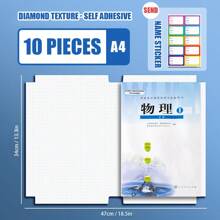 10 piezas Funda de libro transparente con diamante Funda de libro gruesa para estudiantes Funda protectora a prueba de agua y antifouling para libros extracurriculares, libros de cómics Recomendado por el maestro de la escuela, de vuelta a la escuela, útiles escolares