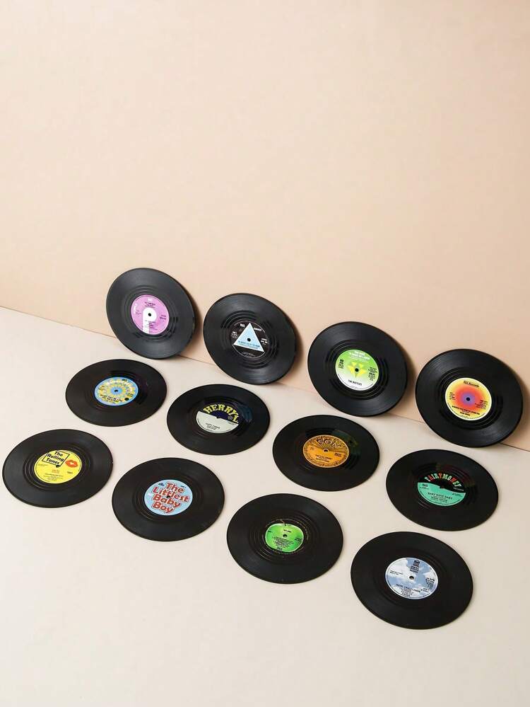 1pc/2pcs/4pcs/6pcs/8pcs/10pcs Creative Vintage CD Vinyl Record Coasters, Heat Insulating Cup Mats For Wedding, Party, Gift, Birthday, Christmas