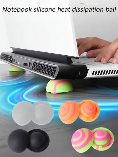 Set de 4 almohadillas de silicona para los pies de portátil, almohadillas de refrigeración portátiles, accesorios antideslizantes para elevar el portátil para la escuela y la oficina