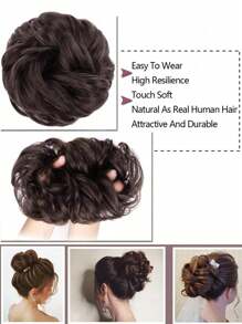 凌乱发髻假发，凌乱假发发片，弹力头带，卷发发髻凌乱发束 5 英寸波浪卷曲合成纤维适合日常佩戴 - 彩色 - 查看 5