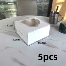 5pcs 4-Inch Basque Cheesecake Boxes For Wedding Season, Birthday White Cardboard Cupcake Boxes 15.2*15.2*7.7cm Paper Packaging Boxes For Daily Pastry, Ins Minimalist Muffin Boxes For Baking Packaging, Suitable For Cookies, Candies, Chocolates, Donuts, Halloween, Christmas Candy And Dessert Cake Boxes - Paper - View 12
