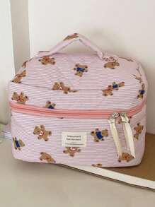 1 Pieza/Set Bolso de embrague multifuncional con cordones, decoración de lunares y cierre con cremallera para guardar cosméticos, cuidado de la piel, crema de manos, aceite labial, esmalte de uñas, teléfono móvil, auriculares, toallas sanitarias, tampones. Regalo para mamá, hermana, maestra y amiga. Regalo de aniversario, boda, dama de honor. Útiles escolares, esenciales de viaje, bolsa de maquillaje, organizador de vacaciones, estampado de leopardo y perro salchicha. Regalo para mujer.