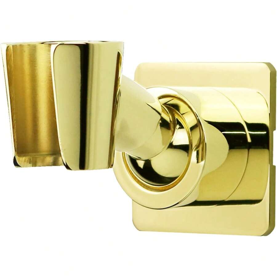 Soporte para ducha de mano ajustable, montaje en pared para ducha, acabado en latón pulido/dorado, instalación sin taladro