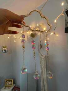 1 件装天然石云金属链水晶车挂浪漫家居墙壁装饰太阳捕手