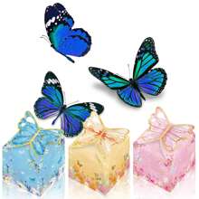 3pcs Butterfly Party Gift Box, Pink Purple Floral Gift Box Paper Butterfly Decoration Bridal Shower Wedding Anniversary Birthday Party