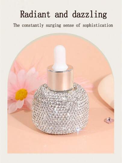 زجاجة قطارة قابلة لإعادة التعبئة سعة 30 مل مزينة بحجر الراين الاصطناعي، زجاجة قطارة للمستحضرات الفاخرة اللامعة كالجوهر والتونر والزيت، حاوية تجميل محمولة للسفر، هدية DIY