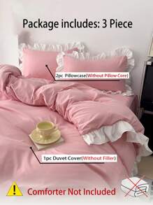3 pièces Parure de couette volantée douce et confortable, convient pour la chambre à coucher, la chambre d'amis, pour toutes les saisons