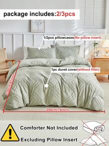 2/3pcs Mint Green Rhombus Pattern Velvet Bedding Set, Simple & Fashionable Boho Style Duvet Cover Pillowcase Set, Suitable For All Seasons (1 Duvet Cover + 1/2 Pillowcase) - Pastel Green - View 4