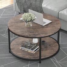 NSdirect Round Coffee Table,36 Coffee Table Living Room,2-Tier Rustic Wood Desktop With Storage Shelf Modern Design Home Furniture(Light Walnut) - 淺胡桃木色 - 查看 5